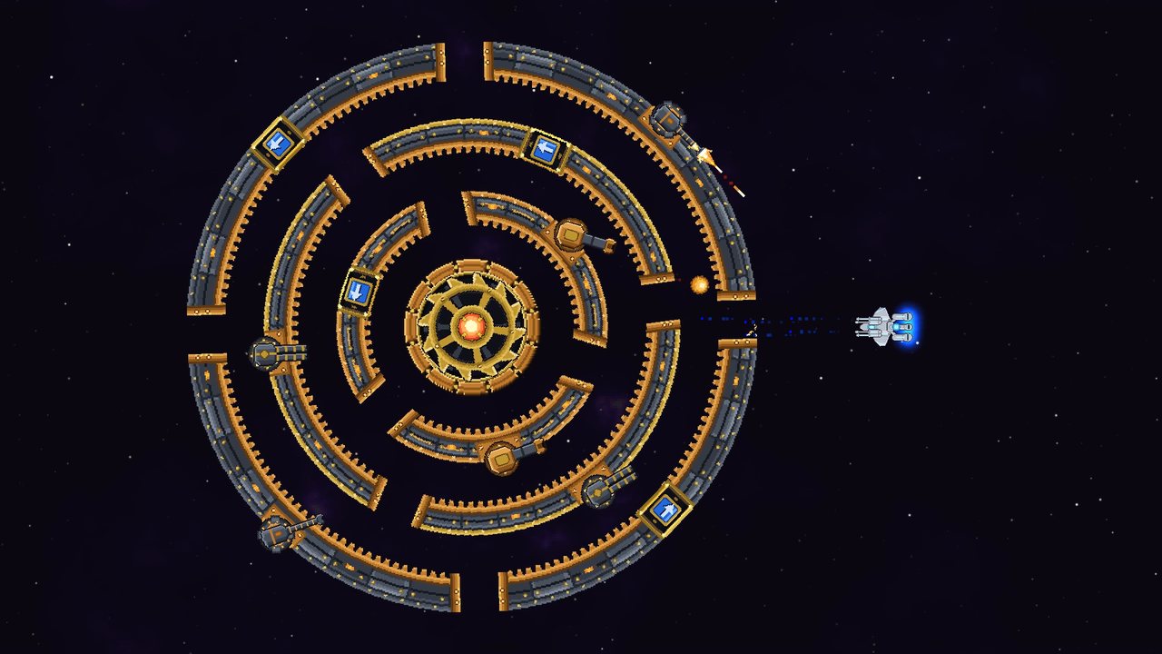 The Clockwork, a boss whose core hides behind three turning rings.