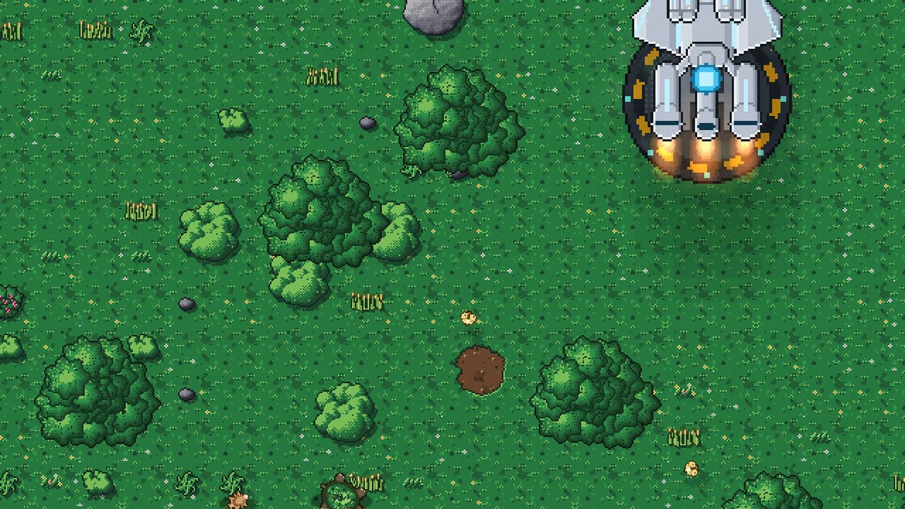 The ship touching down on a grassland world.