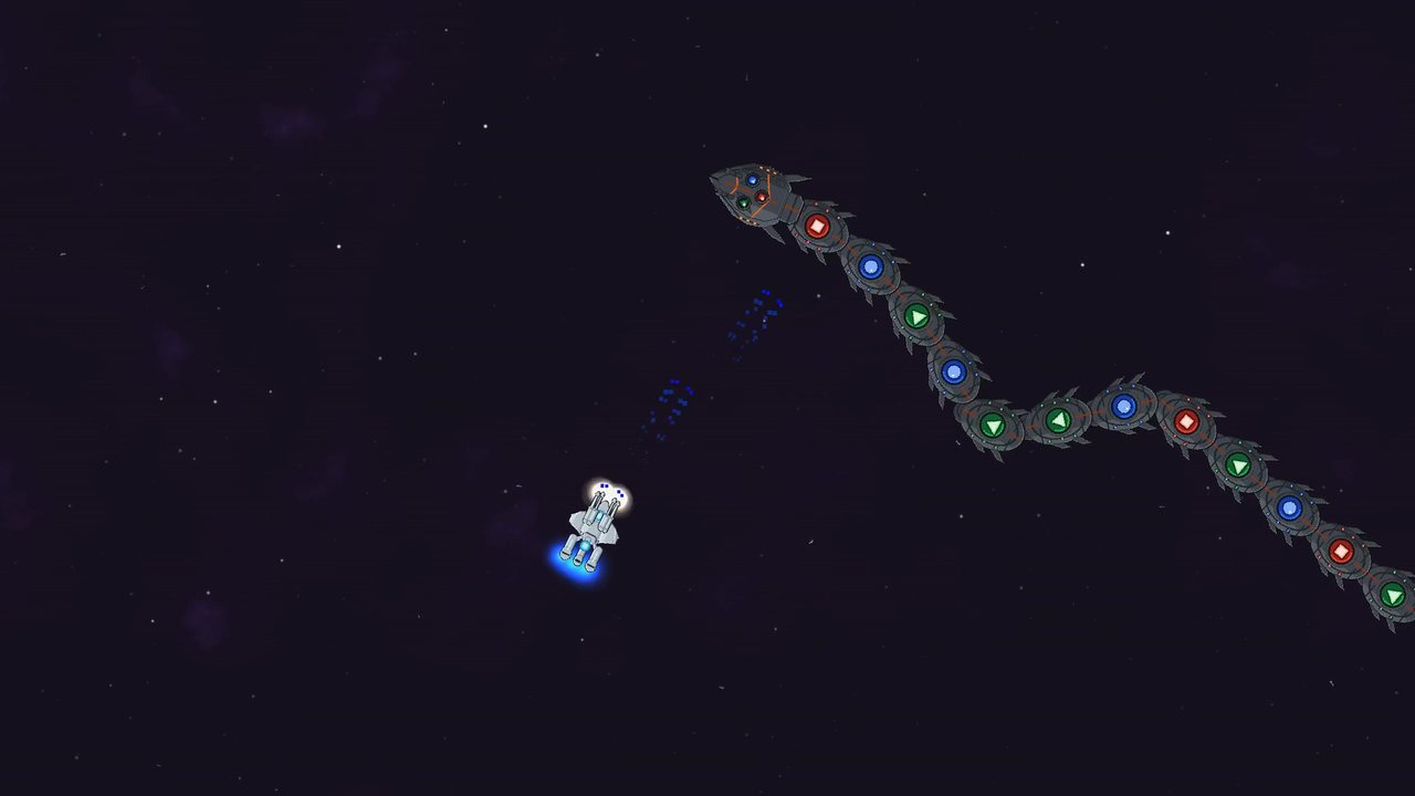 The Iron Serpent coiling through open space.